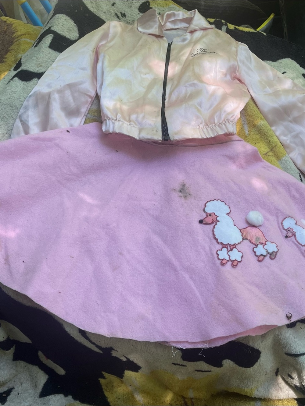 Kids Pink Poodle Skirt and Jacket Set